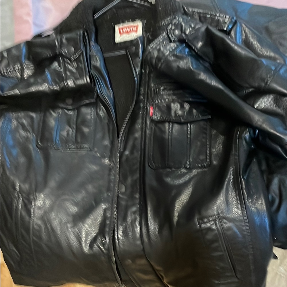 Levi's Black Leather Jacket for Men